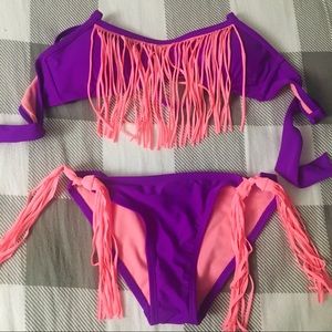 purple & coral bikini set
